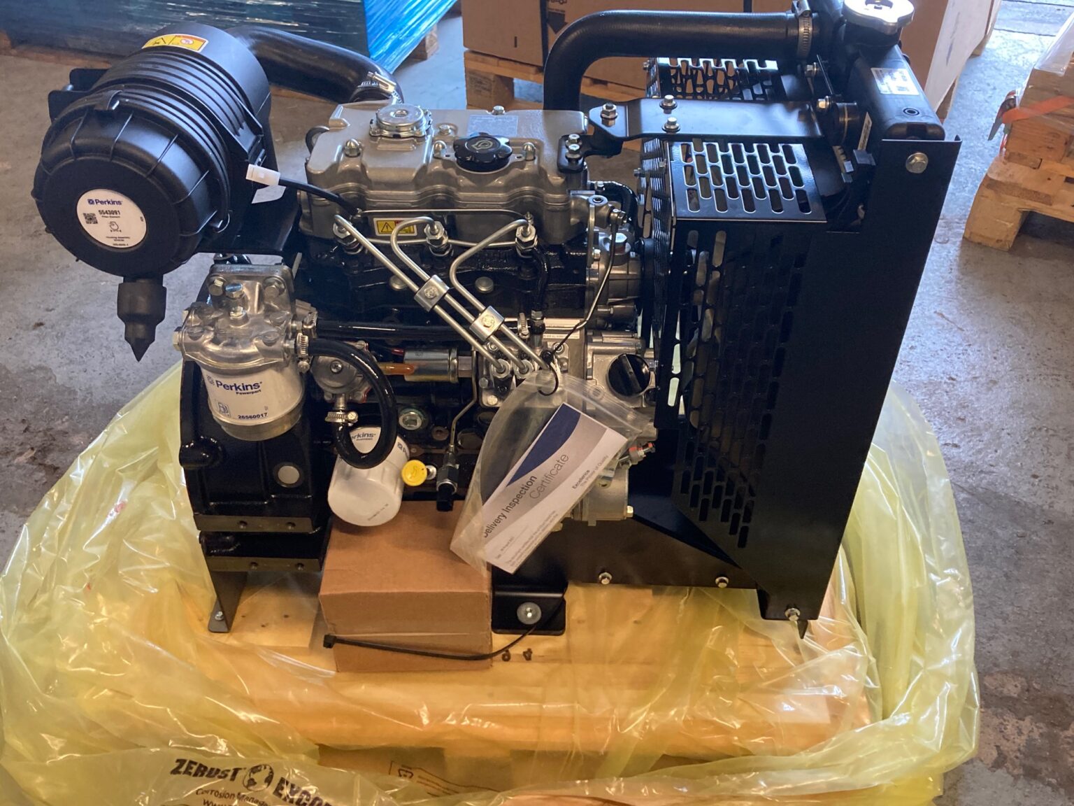 CAT C1.1 / Perkins 403A-11 engine with radiator - side view